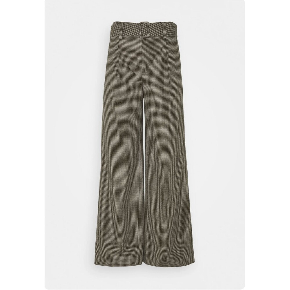Banana Republic Women's 4 Petite Pants Brown Tweed Wide Leg High Rise Wool Blend